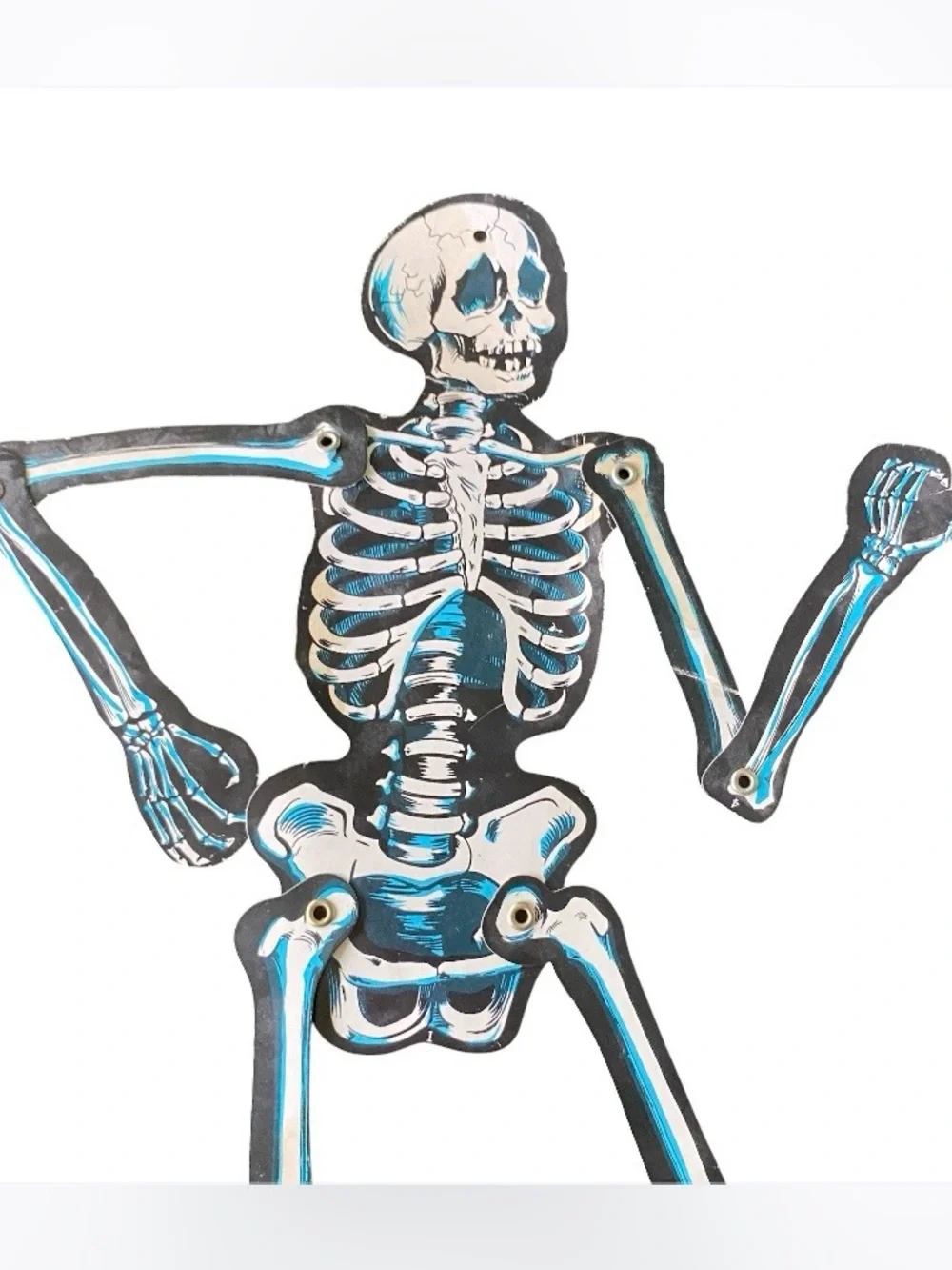 Vintage 80s Halloween Skeletons Die Cut Cardboard Jointed Articulated 22